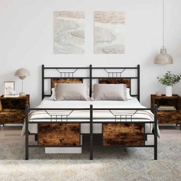 King Size Bed Frame without Mattress - Smoked Oak 150x200 cm