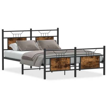 King Size Bed Frame without Mattress - Smoked Oak 150x200 cm