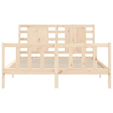 King Size Solid Wood Bed Frame with Headboard | HipoMarket