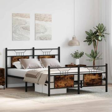 King Size Bed Frame without Mattress - Smoked Oak 150x200 cm