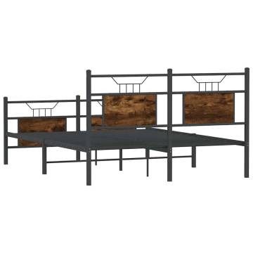 King Size Bed Frame without Mattress - Smoked Oak 150x200 cm