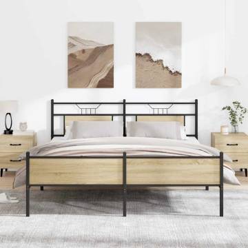 Sonoma Oak Metal Bed Frame 180x200 cm Super King - HipoMarket