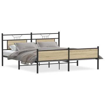 Sonoma Oak Metal Bed Frame 180x200 cm Super King - HipoMarket