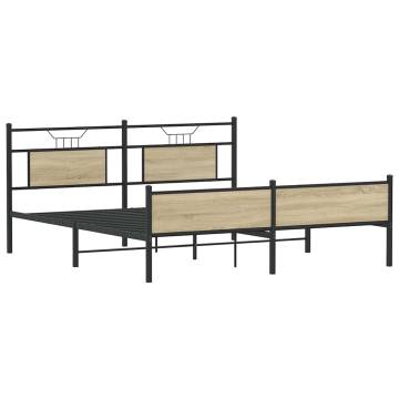 Sonoma Oak Metal Bed Frame 180x200 cm Super King - HipoMarket