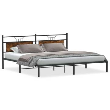 Bed Frame without Mattress Smoked Oak 200x200 cm | Hipomarket