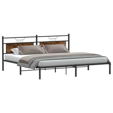 Bed Frame without Mattress Smoked Oak 200x200 cm | Hipomarket