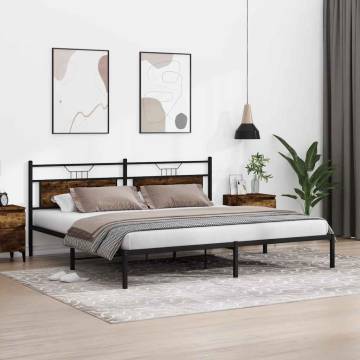 Bed Frame without Mattress Smoked Oak 200x200 cm | Hipomarket