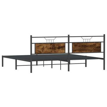 Bed Frame without Mattress Smoked Oak 200x200 cm | Hipomarket