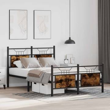 Smoked Oak Bed Frame 120x200 cm - Stylish & Durable Design