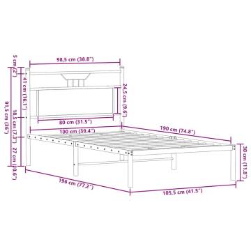 Sonoma Oak Bed Frame 100x190 cm - Durable Engineered Wood