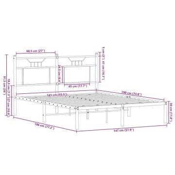 Sonoma Oak Bed Frame 140x190 cm - Stylish & Durable Design