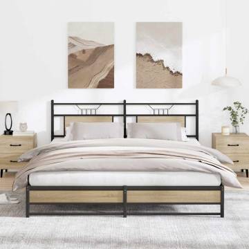 Metal Bed Frame without Mattress - Sonoma Oak 183x213 cm