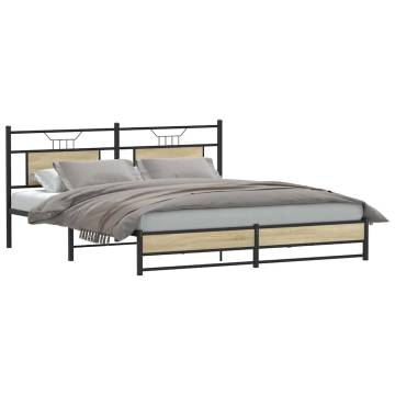 Metal Bed Frame without Mattress - Sonoma Oak 183x213 cm