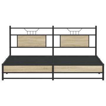 Metal Bed Frame without Mattress - Sonoma Oak 183x213 cm