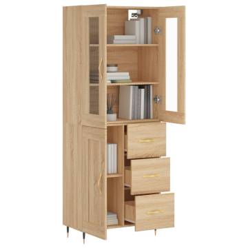 Stylish Highboard Sonoma Oak - 69.5x34x180 cm Engineered Wood