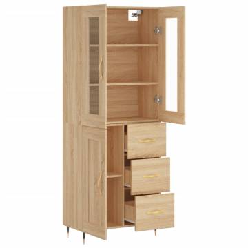 Stylish Highboard Sonoma Oak - 69.5x34x180 cm Engineered Wood