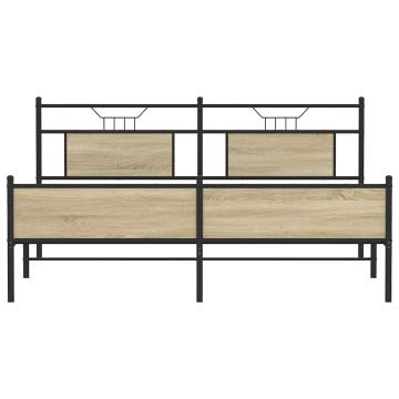 Metal Bed Frame without Mattress - Sonoma Oak 183x213 cm