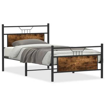 Smoked Oak Bed Frame 100x190 cm | Durable & Stylish Design