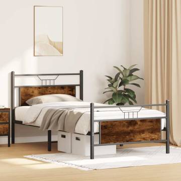 Smoked Oak Bed Frame 100x190 cm | Durable & Stylish Design