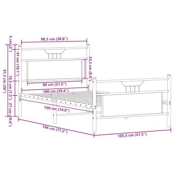 Smoked Oak Bed Frame 100x190 cm | Durable & Stylish Design