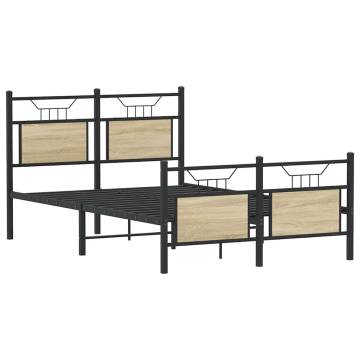 Sonoma Oak Bed Frame 120x190 cm - Elegant Small Double Design