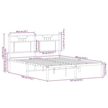 Smoked Oak Bed Frame without Mattress - 140x190 cm