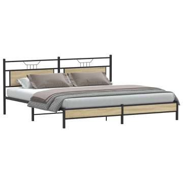 Metal Bed Frame without Mattress - Sonoma Oak 193x203 cm