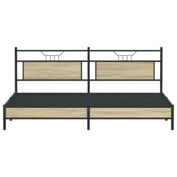 Metal Bed Frame without Mattress - Sonoma Oak 193x203 cm