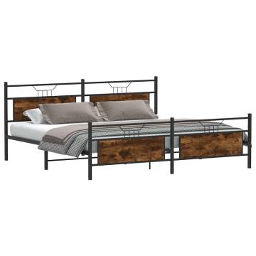 Metal Bed Frame Smoked Oak 200x200 cm - Stylish & Durable