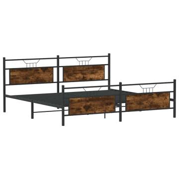 Metal Bed Frame Smoked Oak 200x200 cm - Stylish & Durable