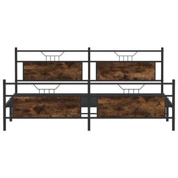 Metal Bed Frame Smoked Oak 200x200 cm - Stylish & Durable