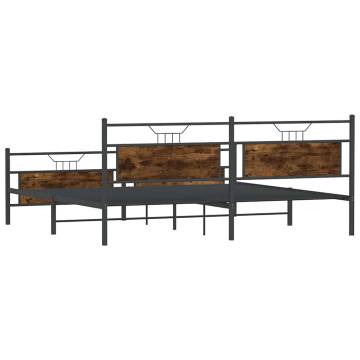 Metal Bed Frame Smoked Oak 200x200 cm - Stylish & Durable