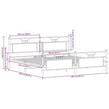 Metal Bed Frame Smoked Oak 200x200 cm - Stylish & Durable