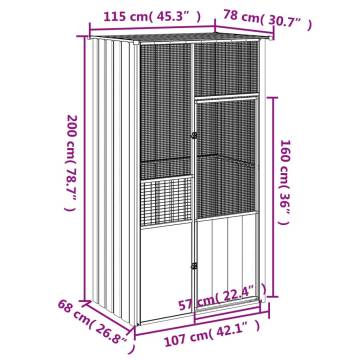 Grey Bird Cage 115x78x200 cm | Durable Galvanised Steel