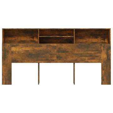 Headboard Cabinet Smoked Oak 200x19x103.5 cm - Stylish Storage