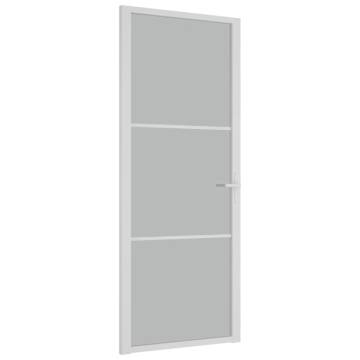 Interior Door 83x201.5 cm - White Matt Glass & Aluminium