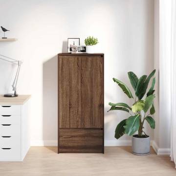 Brown Oak Cabinet with Drawer - 55.5x34x119.5 cm | HipoMarket