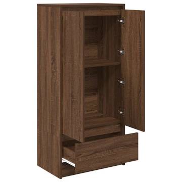 Brown Oak Cabinet with Drawer - 55.5x34x119.5 cm | HipoMarket