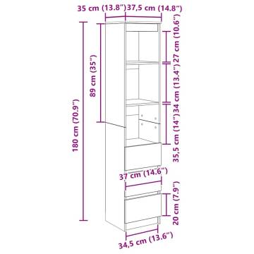 Highboard White 37.5x35x180 cm - Stylish Storage Solution