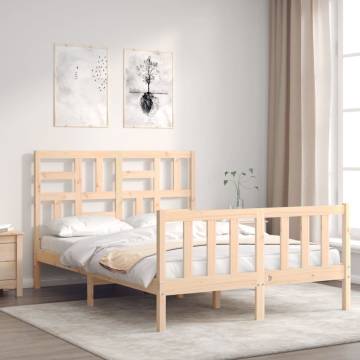 Solid Wood Bed Frame with Headboard 120x200 cm | Hipo Market