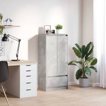 Concrete Grey Cabinet with Drawer | Versatile Storage Solution