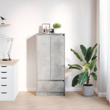 Concrete Grey Cabinet with Drawer | Versatile Storage Solution