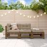 3 Piece Honey Brown Solid Wood Pine Garden Lounge Set