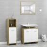 3 Piece Bathroom Furniture Set in White & Sonoma Oak | HipoMarket