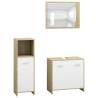 3 Piece Bathroom Furniture Set in White & Sonoma Oak | HipoMarket