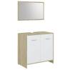 3 Piece Bathroom Furniture Set in White & Sonoma Oak | HipoMarket