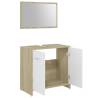 3 Piece Bathroom Furniture Set in White & Sonoma Oak | HipoMarket