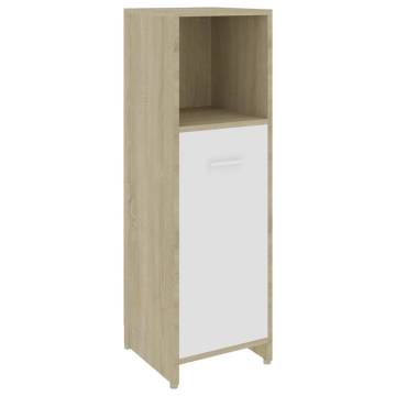 3 Piece Bathroom Furniture Set in White & Sonoma Oak | HipoMarket