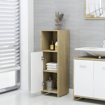 3 Piece Bathroom Furniture Set in White & Sonoma Oak | HipoMarket