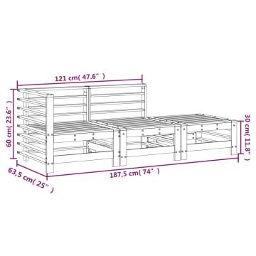 3 Piece Honey Brown Solid Wood Pine Garden Lounge Set